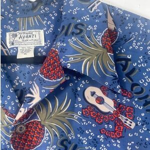 Avanti Made in‎ Hawaii Silk Hawaiian Shirt Aloha Ukulele Pineapple XL